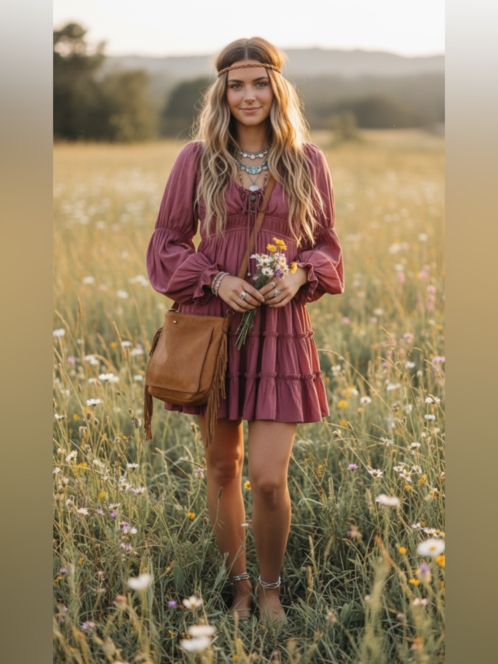 Mustard Seed Women’s Size S Fit  Flare Long Sleeve Mini Dress Dusty Rose Rayon